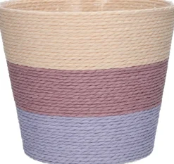 Duif plantenmand Riley lijnen crème / roze / paars D 6,8 H 5,2 cm