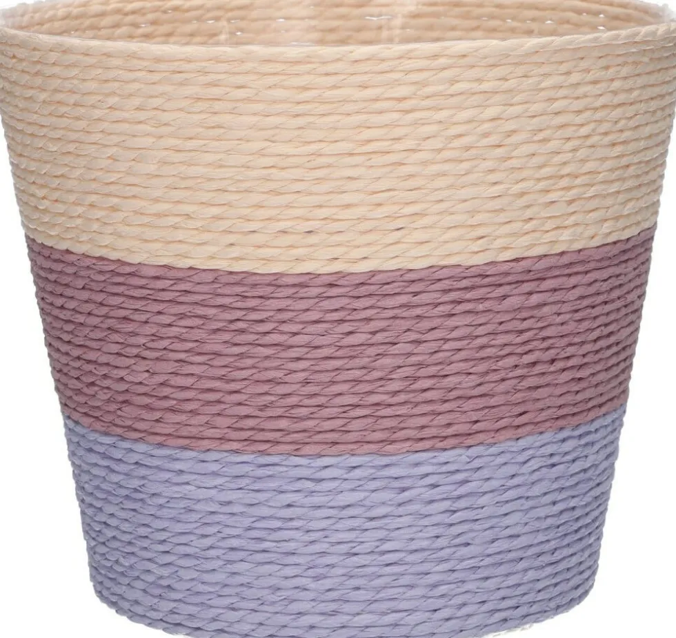 Duif plantenmand Riley lijnen crème / roze / paars D 6,8 H 5,2 cm