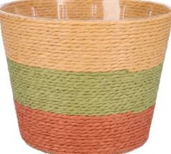 Duif plantenmand Riley lijnen beige / groen / terracotta D 19 H 16 cm