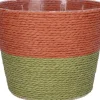Duif plantenmand Riley lijnen terracotta / groen D 19 H 16 cm