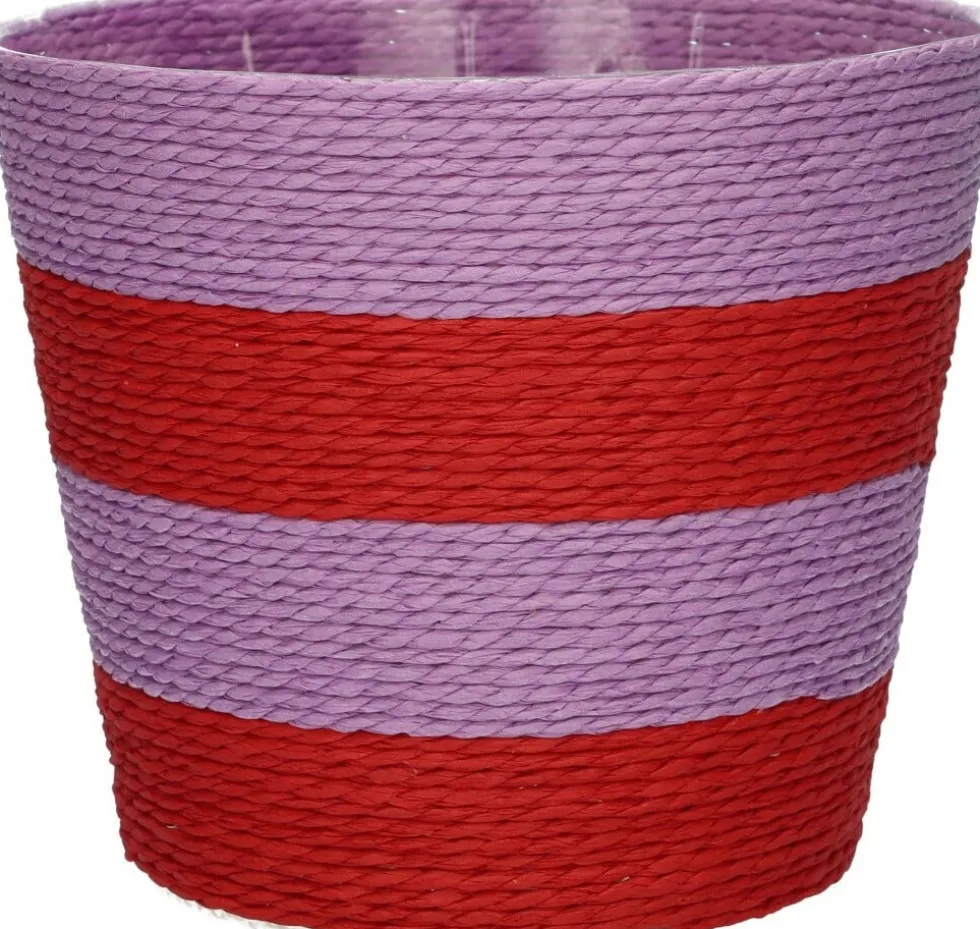 Duif plantenmand Riley lijnen paars / rood D 19 H 16 cm
