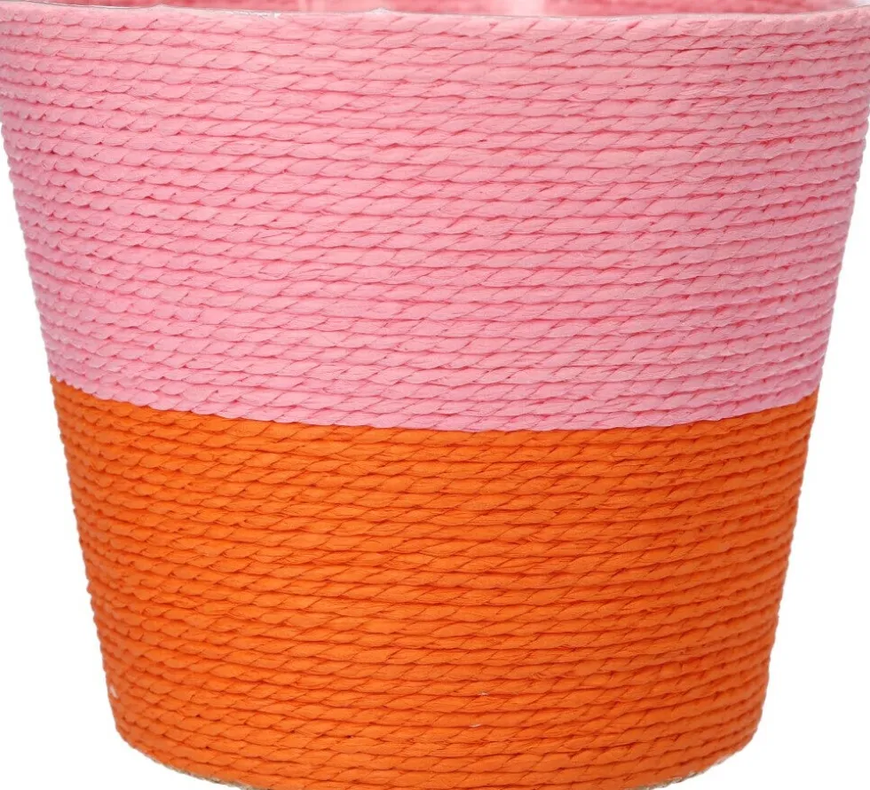 Duif plantenmand Riley roze / oranje D 15,5 H 13 cm