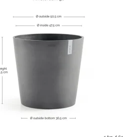 Ecopots bloempot Amsterdam grijs D 50 H 44 cm