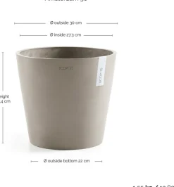 Ecopots bloempot Amsterdam taupe D 30 H 26,3 cm