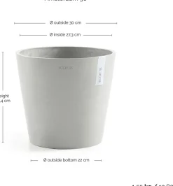 Ecopots bloempot Amsterdam wit grijs D 30 H 26,3 cm