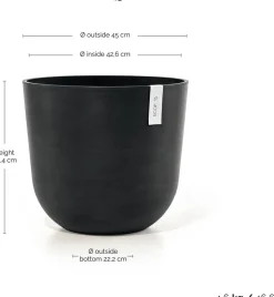 Ecopots bloempot Oslo donkergrijs D 45 H 39,2 cm