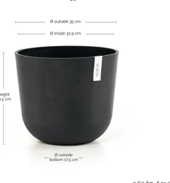 Ecopots bloempot Oslo donkergrijs D 35 H 30,5 cm