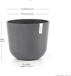 Ecopots bloempot Oslo grijs D 35 H 30,5 cm