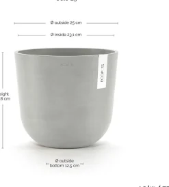 Ecopots bloempot Oslo wit grijs D 25 H 21,8 cm