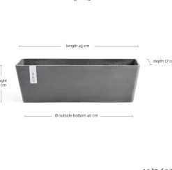 Ecopots plantenbak Bruges grijs 45 x 17 x 17 cm