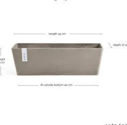 Ecopots plantenbak Bruges taupe 45 x 17 x 17 cm