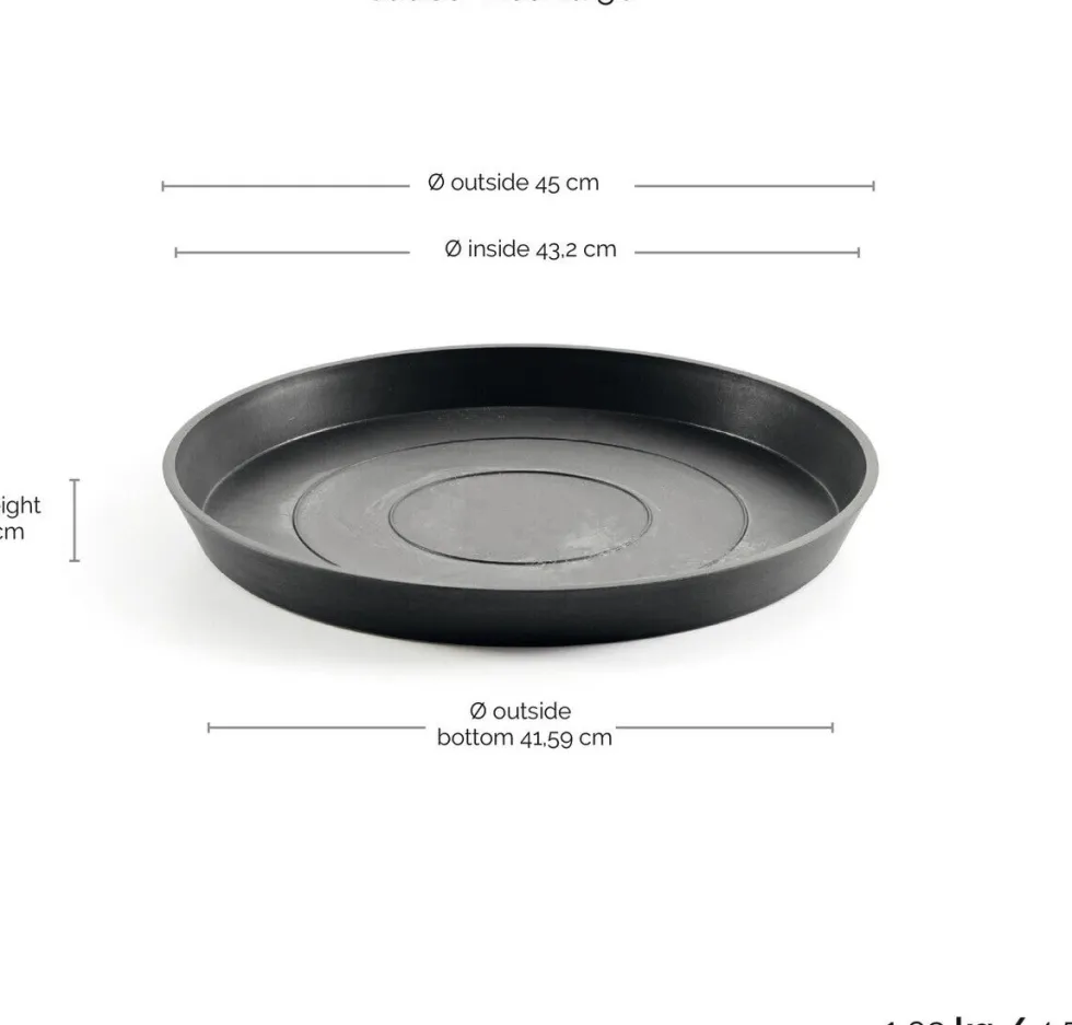 Ecopots plantenschotel Amsterdam donkergrijs D 44,5 H 3,5 cm