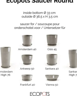 Ecopots plantenschotel Amsterdam taupe D 36,5 H 3,5 cm