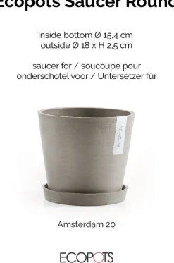 Ecopots plantenschotel Amsterdam taupe D 18 H 2,5 cm