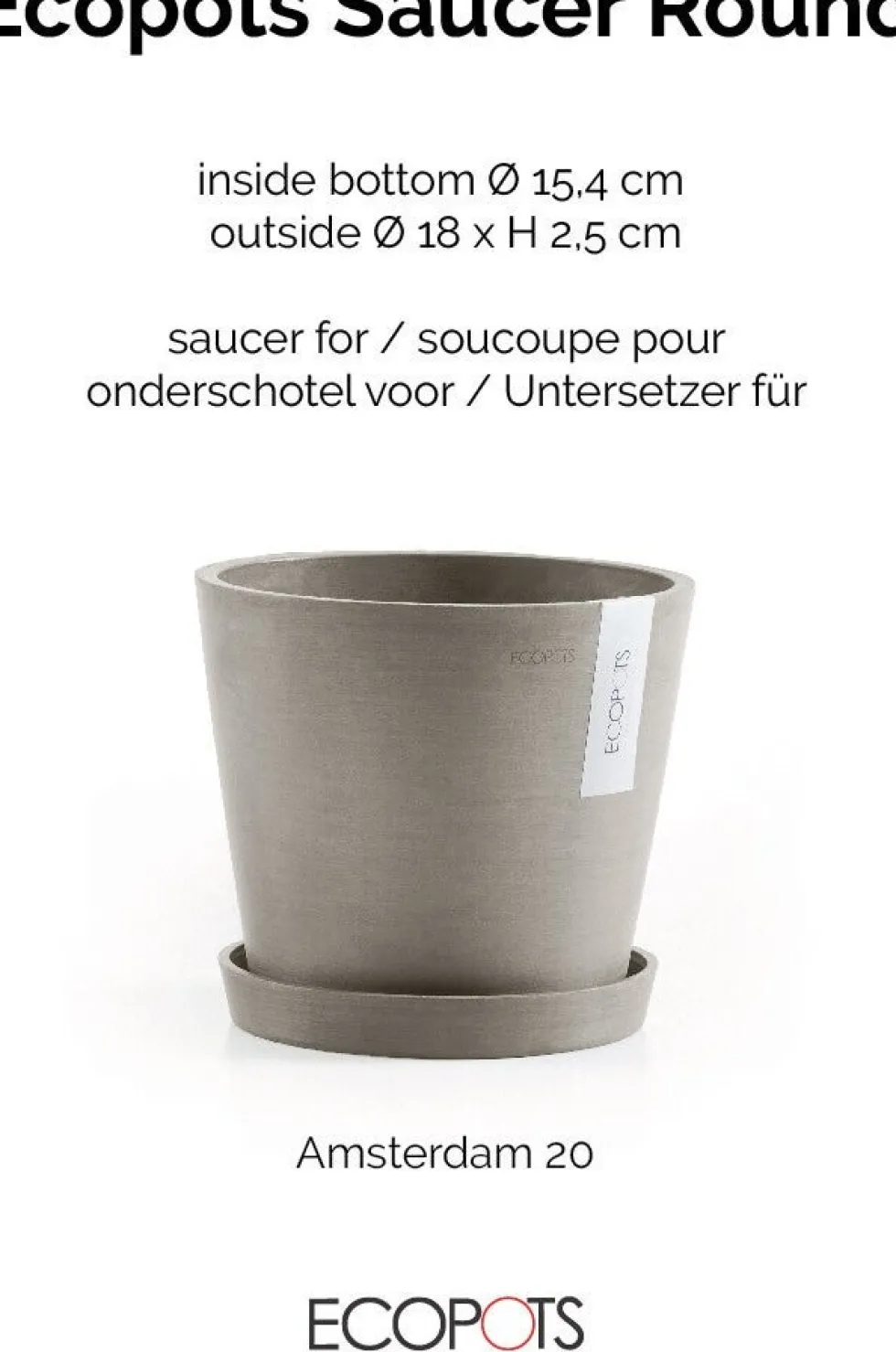 Ecopots plantenschotel Amsterdam taupe D 18 H 2,5 cm