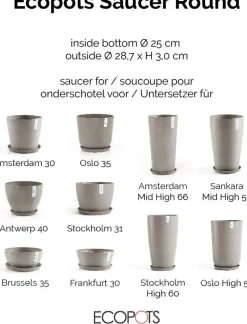 Ecopots plantenschotel Amsterdam taupe D 28,7 H 3 cm