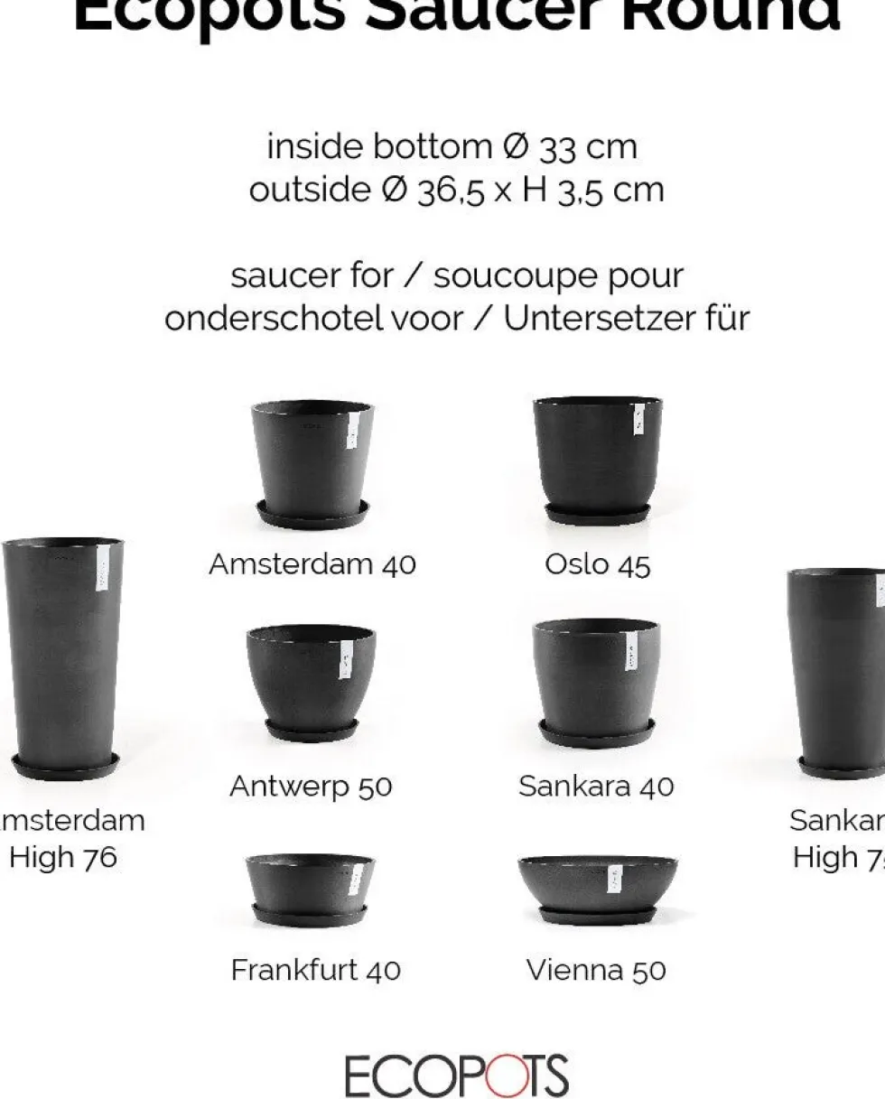 Ecopots plantenschotel Amsterdam donkergrijs D 36,5 H 3,5 cm