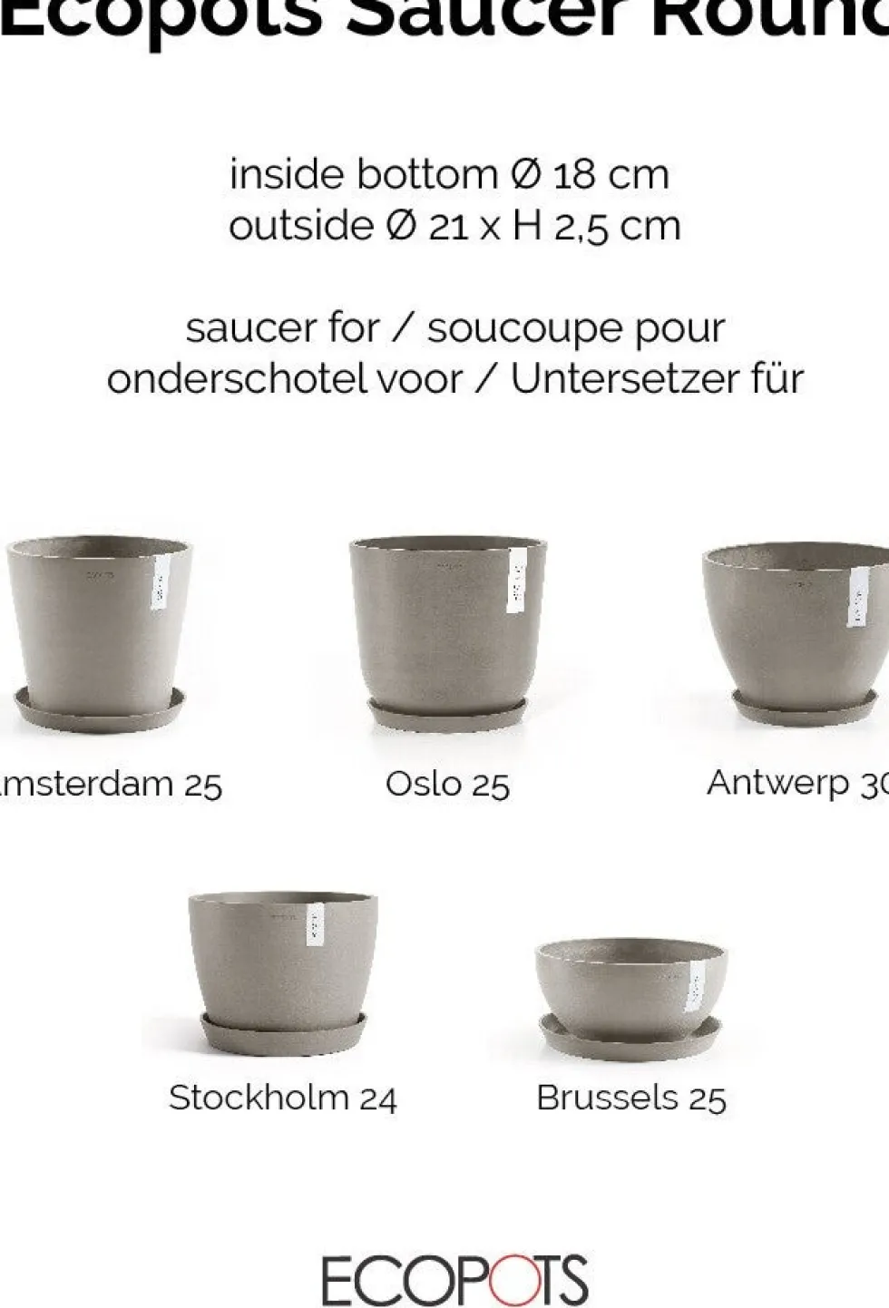 Ecopots plantenschotel Amsterdam taupe D 21 H 2,5 cm