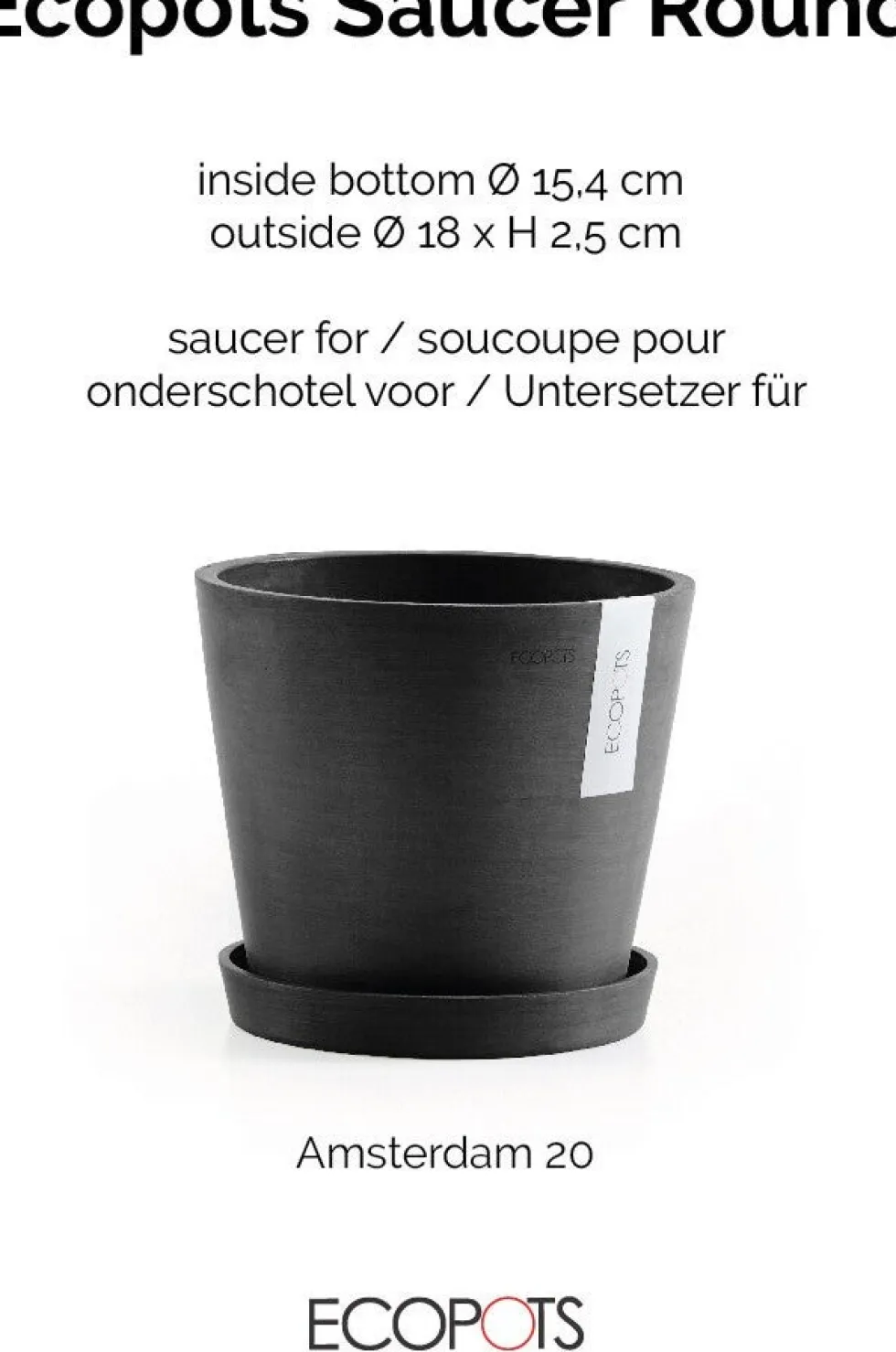 Ecopots plantenschotel Amsterdam donkergrijs D 18 H 2,5 cm