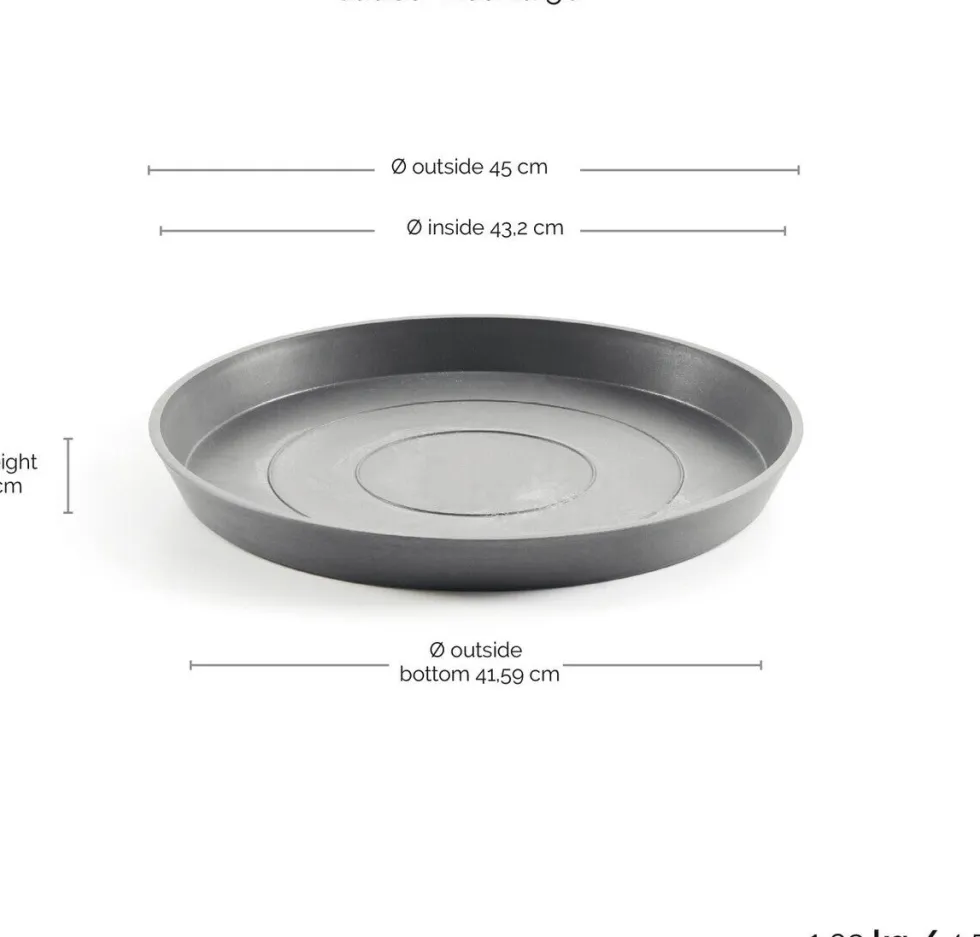 Ecopots plantenschotel Amsterdam grijs D 44,5 H 3,5 cm