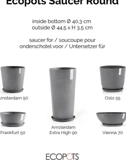 Ecopots plantenschotel Amsterdam grijs D 44,5 H 3,5 cm