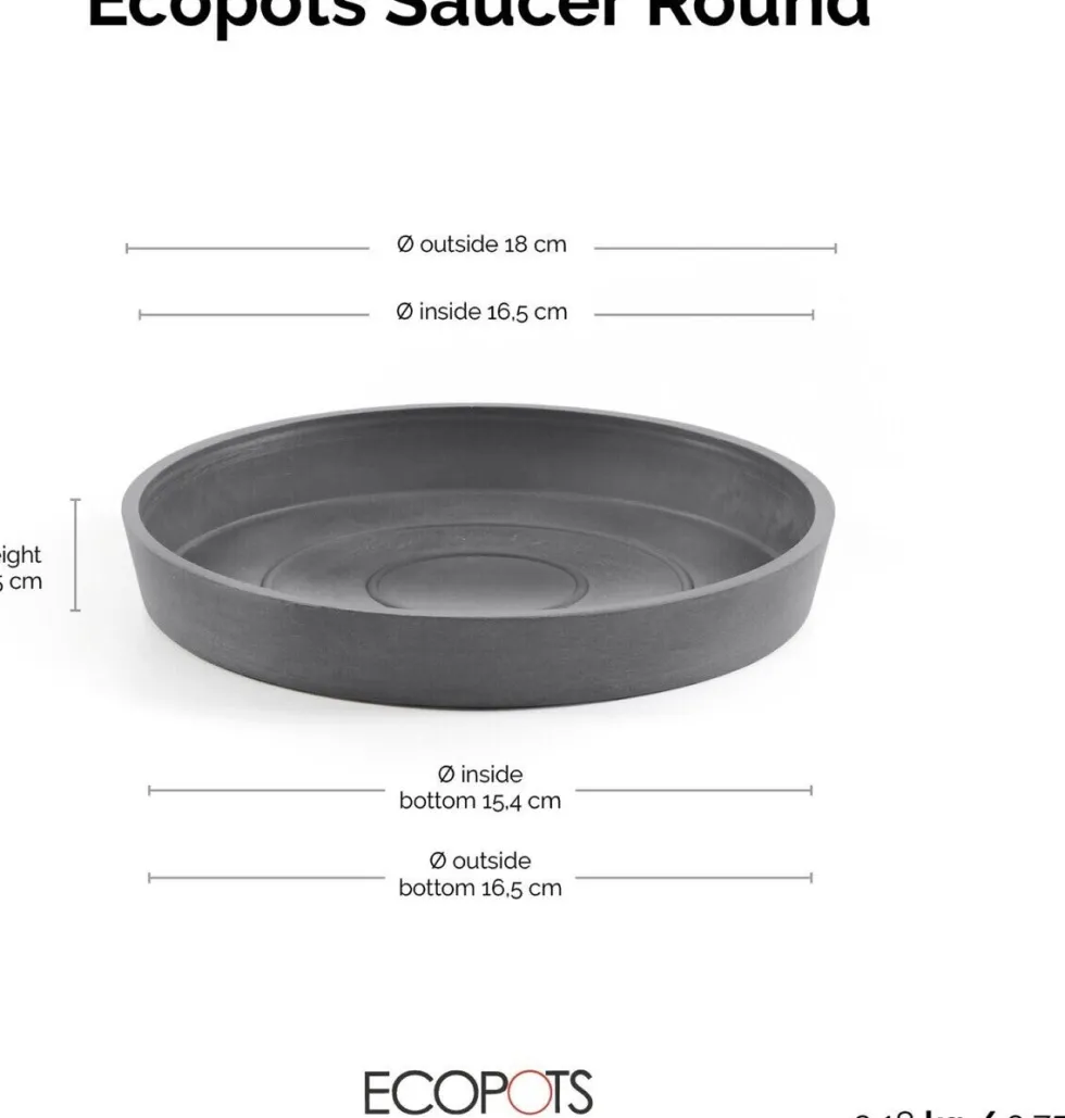 Ecopots plantenschotel Amsterdam grijs D 18 H 2,5 cm