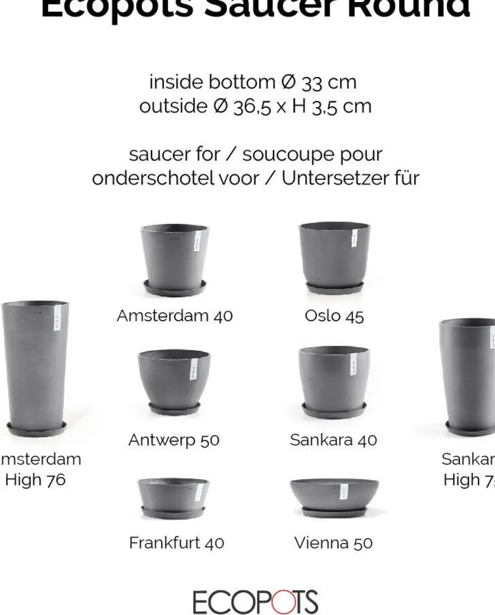 Ecopots plantenschotel Amsterdam grijs D 36,5 H 3,5 cm