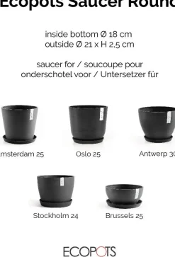 Ecopots plantenschotel Amsterdam donkergrijs D 21 H 2,5 cm