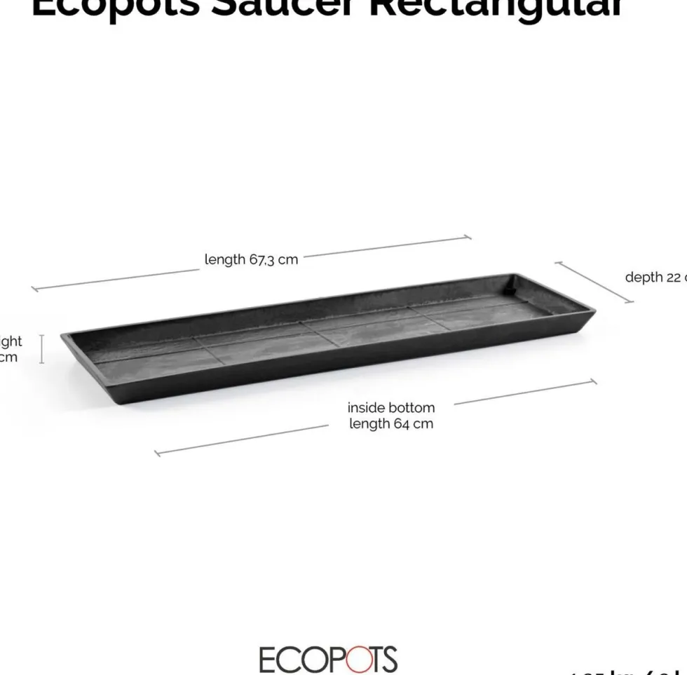 Ecopots plantenschotel Bruges donkergrijs 67,3 x 15,5 x 2,8 cm