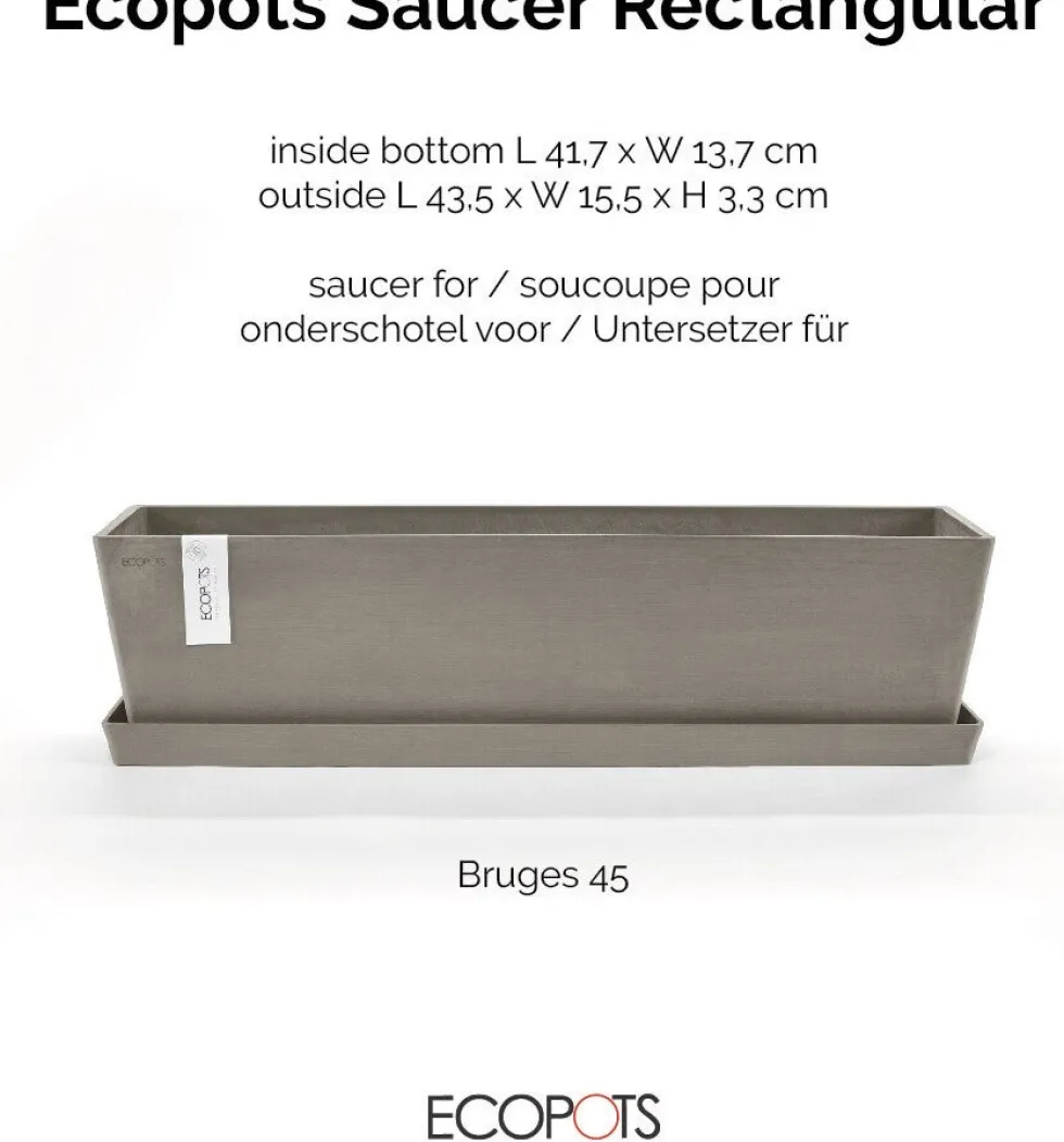 Ecopots plantenschotel Bruges taupe 47,3 x 19,5 x 2,6 cm
