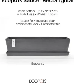 Ecopots plantenschotel Bruges grijs 47,3 x 19,5 x 2,6 cm