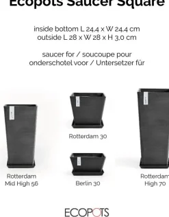 Ecopots plantenschotel Rotterdam donkergrijs 28 x 28 x 3 cm