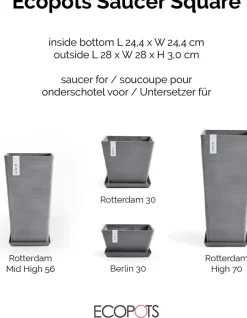 Ecopots plantenschotel Rotterdam grijs 28 x 28 x 3 cm