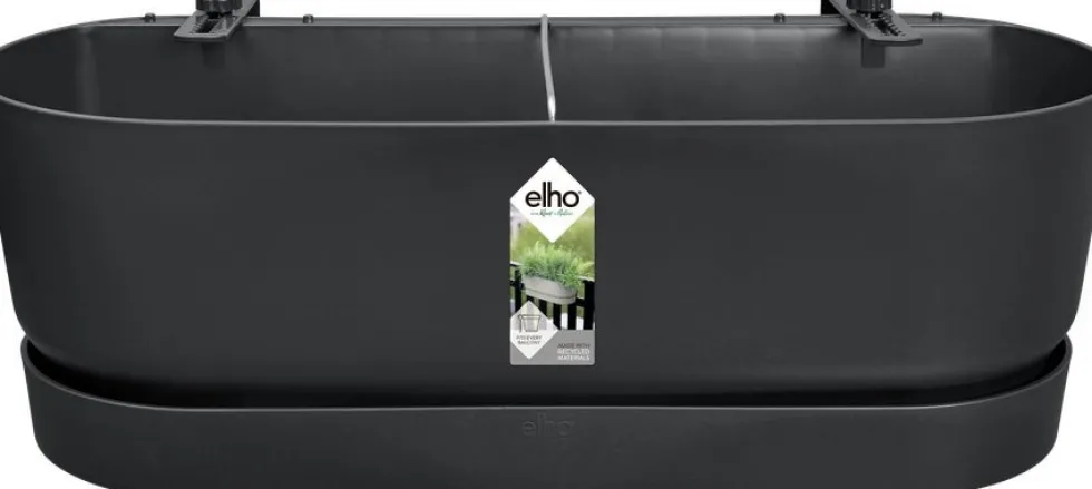 Elho balkonbak met waterreservoir Greenville zwart 52 x 21,2 x 19,4 cm