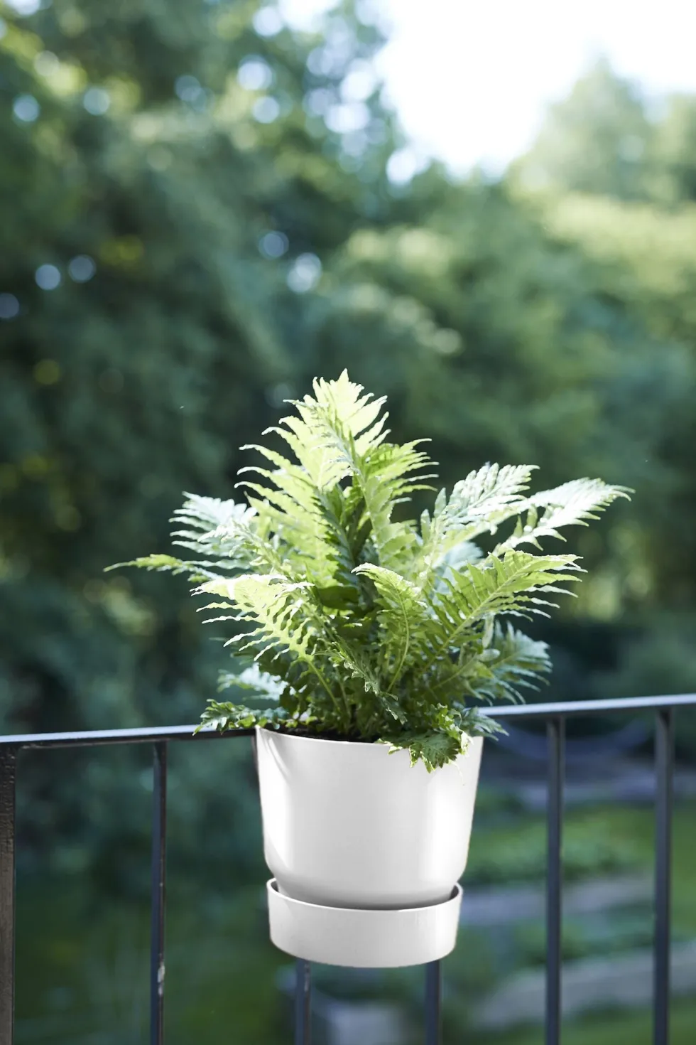 Elho balkonbak met waterreservoir Greenville wit D 19,5 H 23 cm