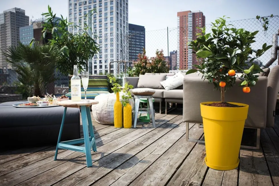 Elho bloempot Loft Urban geel D 33,5 H 45,3 cm