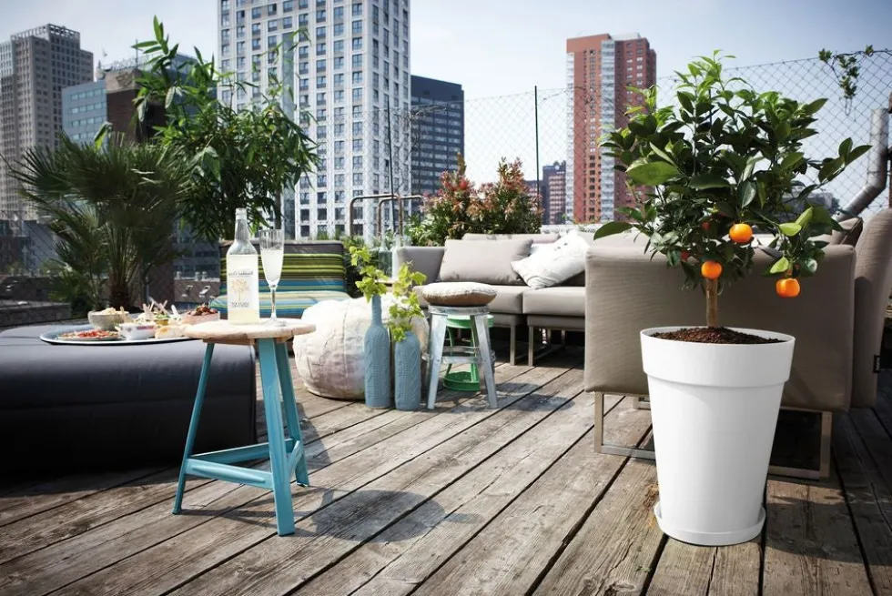 Elho bloempot Loft Urban wit D 33,5 H 45,3 cm