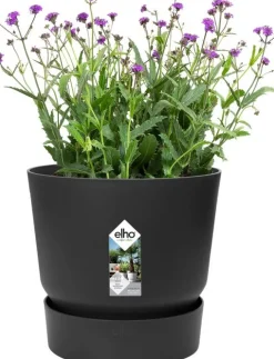 Elho bloempot met waterreservoir Greenville zwart D 16 H 15,3 cm