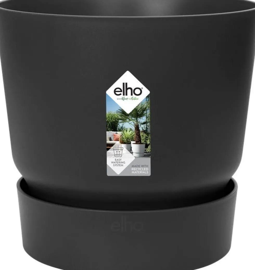 Elho bloempot met waterreservoir Greenville zwart D 24,5 H 23,3 cm