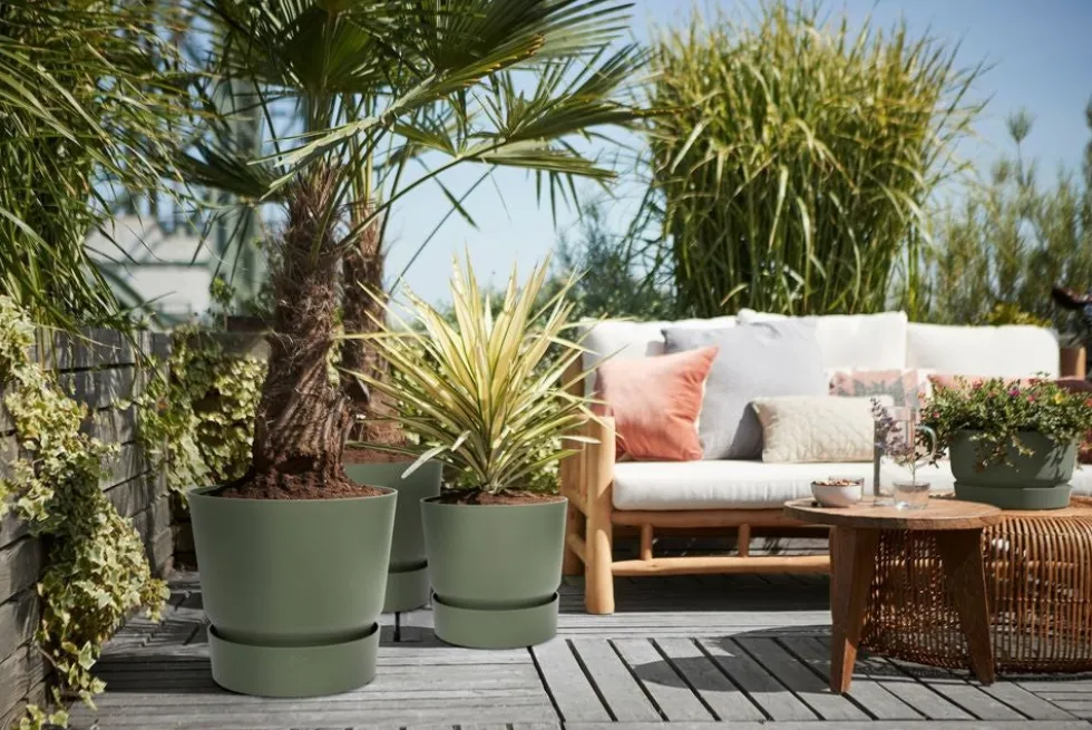 Elho bloempot met waterreservoir Greenville groen D 47 H 44 cm