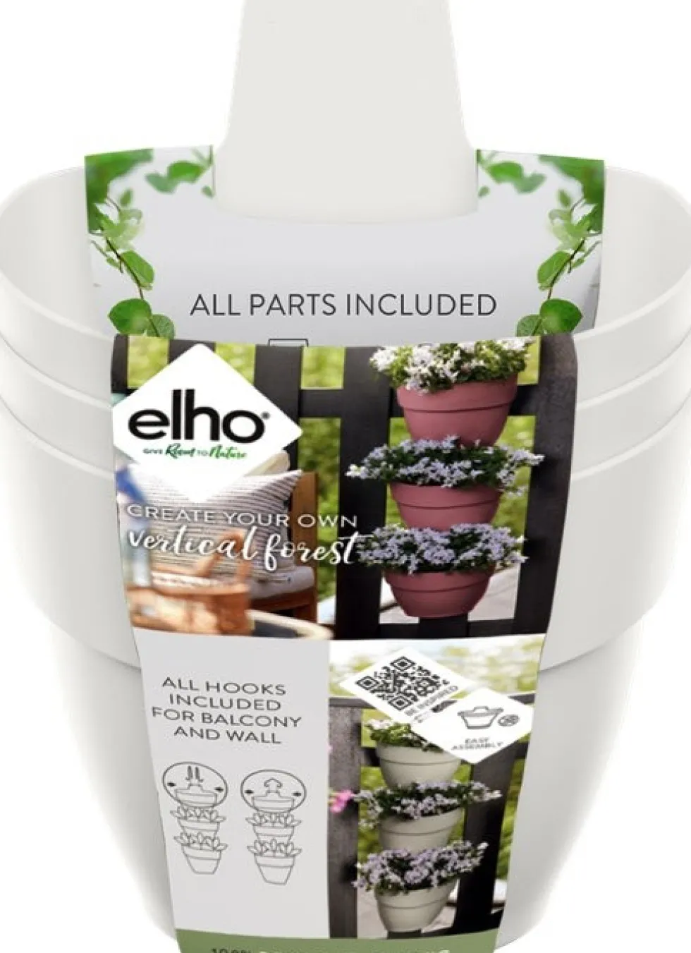 Elho plantenbak voor verticale tuin Vibia Campana Vertical Forest wit 20,7 x 17,1 x 29,7 cm