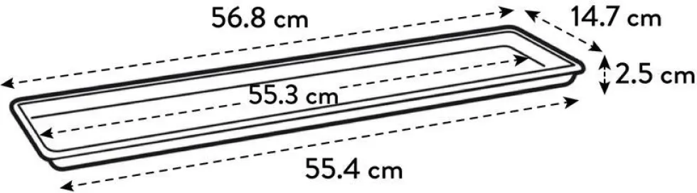 Elho schotel voor balkonbak Green Basics zwart 56,8 x 14,7 x 2,5 cm