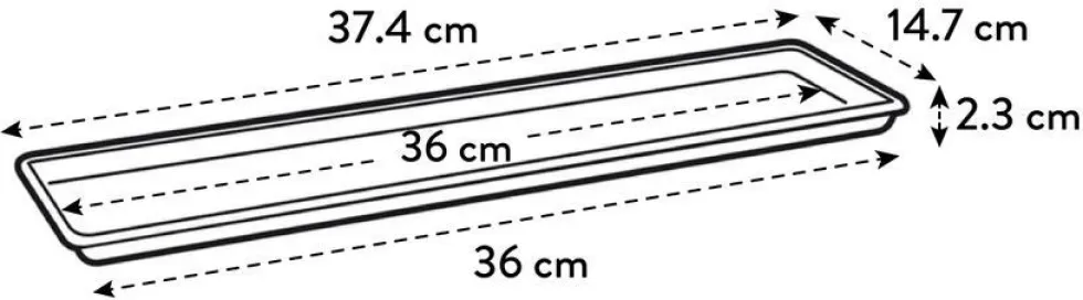 Elho schotel voor balkonbak Green Basics groen 37,4 x 14,7 x 2,3 cm