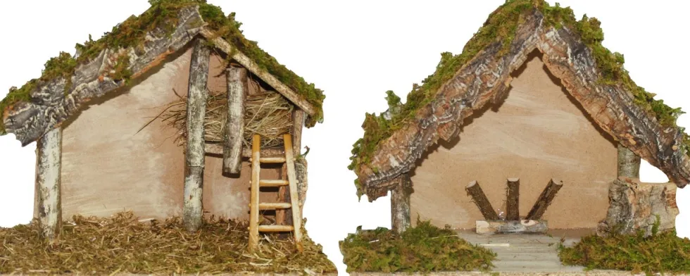 Euromarchi kerststal naturel 32 x 18 x 23 2 stuks