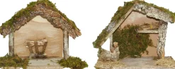 Euromarchi kerststal naturel 25 x 13 x 21 cm 2 stuks