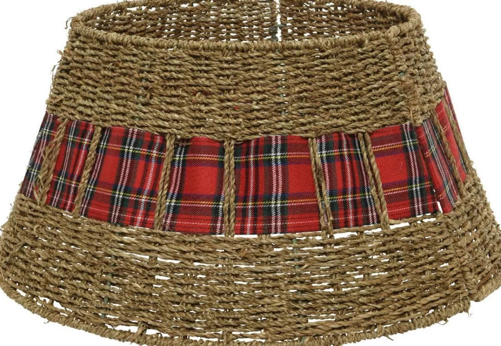 Everlands kerstboomrok Eline naturel / rood D 70 H 28 cm