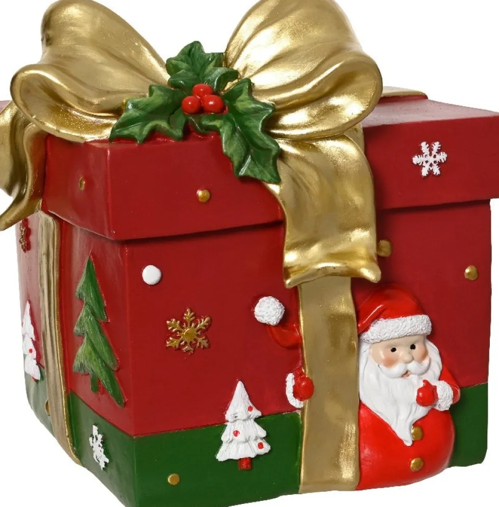 Everlands kerstboomstandaard cadeau rood / groen 21 x 22 x 22 cm