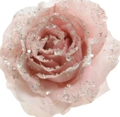 Everlands kerstclip roze D 14 H 8,5 cm