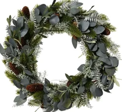 Everlands kerstkrans Mason groen / zilver D 60 H 12 cm