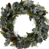 Everlands kerstkrans Mason groen / zilver D 40 H 8 cm